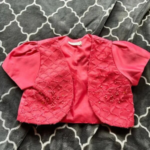 Pink short sleeve cardigan for dress 7/8